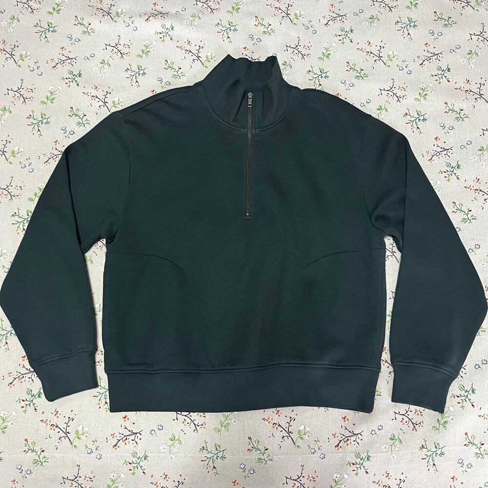 MATE the Label Organic Fleece Quarter Zip Sweatshirt Thyme Small